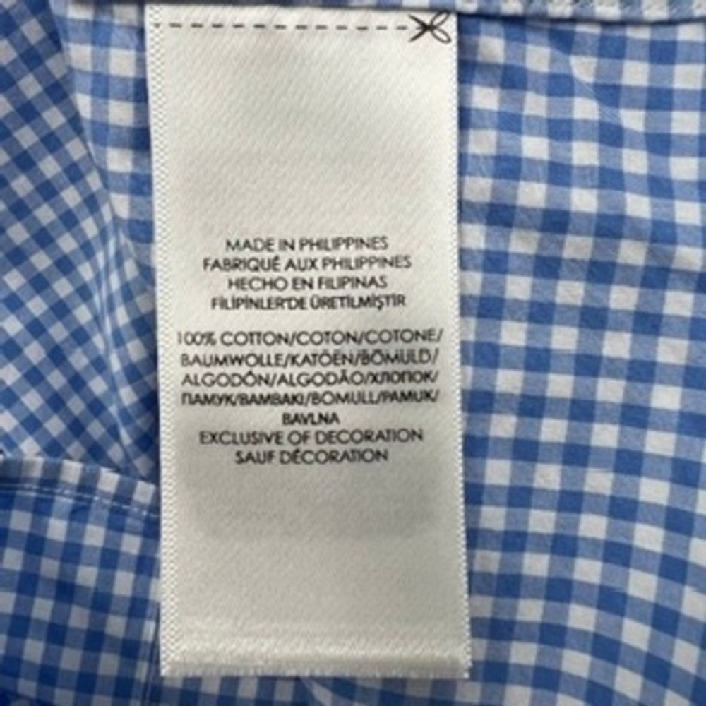 Ralph Lauren Mens Blue Gingham Check Button Down Shirt Large Stretch Cotton L - Picture 6 of 12